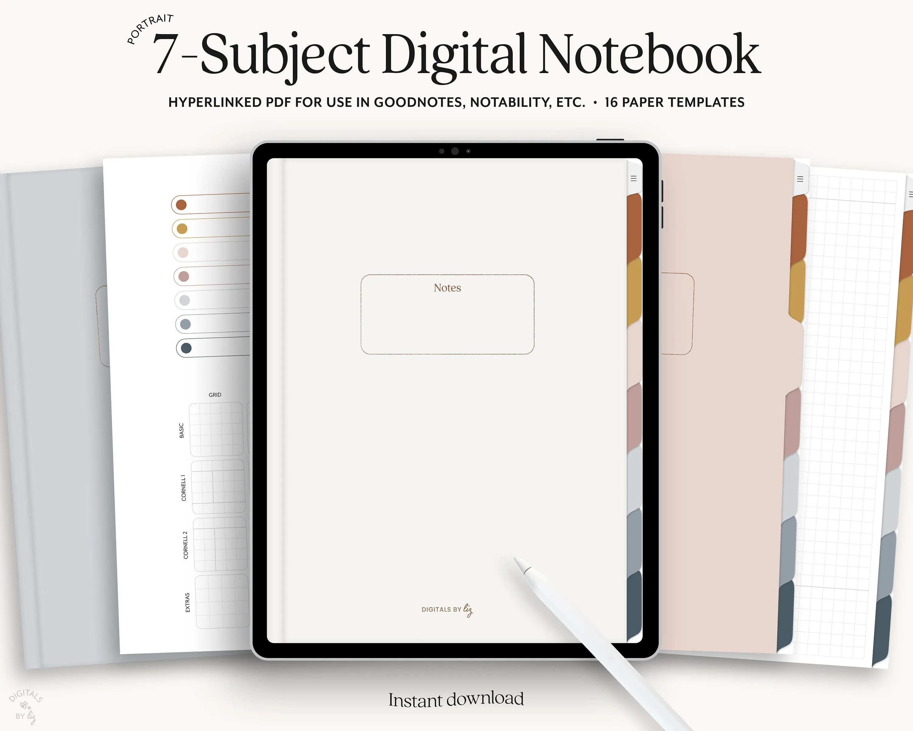Portrait, Light Mode 7-Subject Notebook