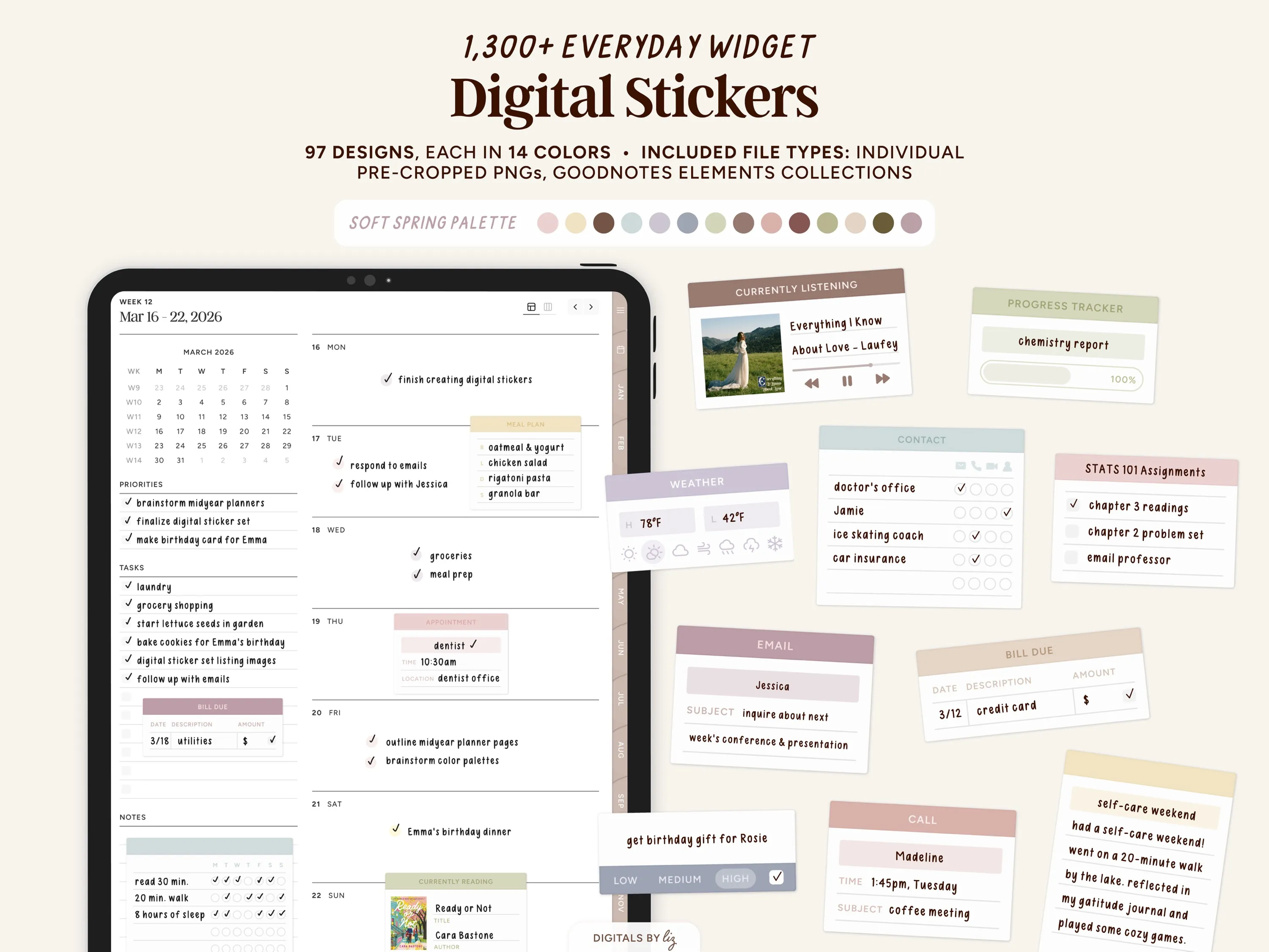 Soft Spring Everyday Widget Digital Stickers